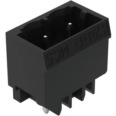Pin header, 2 pole, pitch 5 mm, black, 231-132/001-000/105-604 - 1
