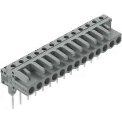 Female connector, 13-pole, 0.6x1 mm, RM 5 mm, gray for terminal block, 232-243/005-000