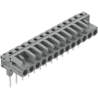 Female connector, 13-pole, 0.6x1 mm, RM 5 mm, gray for terminal block, 232-243/005-000 - 1
