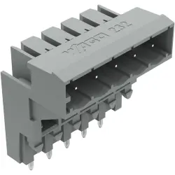 Pin header, 5 pole, pitch 5 mm, angled, gray, 232-335