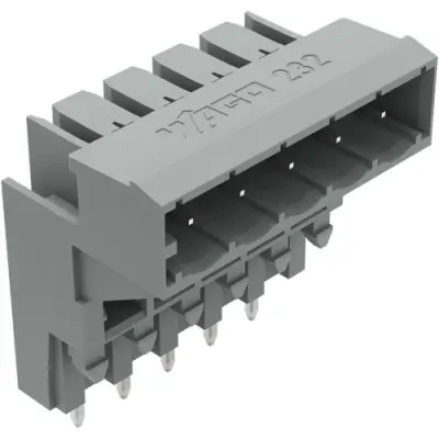 Pin header, 5 pole, pitch 5 mm, angled, gray, 232-335 - 1