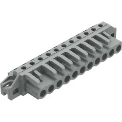 Female connector, 11 pole, pitch 5 mm, angled, gray, 232-241/031-000