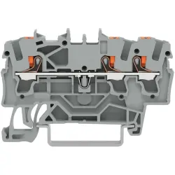 3-wire feed-through terminal, spring-clamp connection, 0.25-4.0 mm², 1 pole, 24 A, 8 kV, gray, 2202-1301