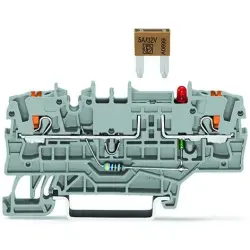 2-wire fuse terminal, spring-clamp connection, 0.25-4.0 mm², 2 pole, 10 A, 6 kV, gray, 2202-1981/1000-429