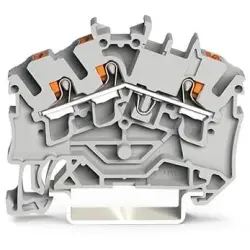 3-wire feed-through terminal, spring-clamp connection, 0.25-4.0 mm², 1 pole, 24 A, 8 kV, gray, 2202-6301