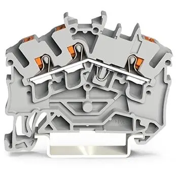 3-wire feed-through terminal, spring-clamp connection, 0.25-4.0 mm², 1 pole, 24 A, 8 kV, gray, 2202-6301 - 1
