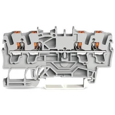 4-wire feed-through terminal, spring-clamp connection, 0.25-4.0 mm², 1 pole, 24 A, 8 kV, gray, 2202-1401 - 1