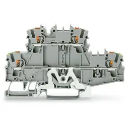 Feed-through/feed-through terminal block, spring-clamp connection, 0.25-4.0 mm², 2 pole, 24 A, 8 kV, gray, 2202-2727