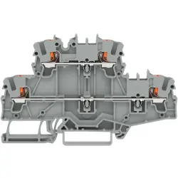 Feed-through/feed-through terminal block, spring-clamp connection, 0.25-4.0 mm², 2 pole, 24 A, 8 kV, gray, 2202-2701