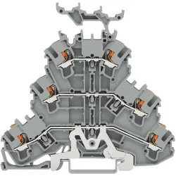 Shield conductor/feed-through/feed-through terminal block, spring-clamp connection, 0.25-4.0 mm², 3 pole, 22 A, 6 kV, gray, 2202-3258