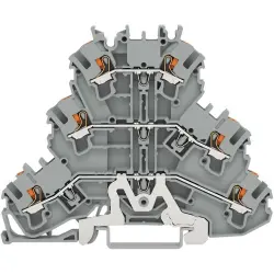 Shield conductor/feed-through/feed-through terminal block, spring-clamp connection, 0.25-4.0 mm², 3 pole, 22 A, 6 kV, gray, 2202-3228