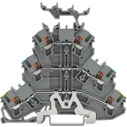 Protective conductor/feed-through/feed-through terminal block, spring-clamp connection, 0.25-4.0 mm², 3 pole, 22 A, 6 kV, gray, 2202-3247