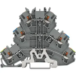 Protective conductor/feed-through/feed-through terminal block, spring-clamp connection, 0.25-4.0 mm², 3 pole, 22 A, 6 kV, gray, 2202-3217