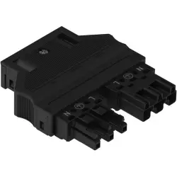 Connector plug/socket, 3 pole, snap-in, spring-clamp connection, black, 770-5001/117-000