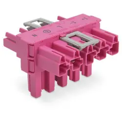 T connector, 5 pole, snap-in, spring-clamp connection, pink, 770-1743/080-000