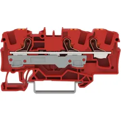 3-wire feed-through terminal, spring-clamp connection, 0.5-10 mm², 1 pole, 41 A, 8 kV, red, 2206-1303