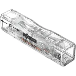Through connector, 1 pole, 0.75-4.0 mm², clamping points: 2, transparent, push-in wire connection, 32 A, 2773-2401