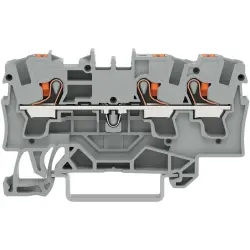 3-wire feed-through terminal, spring-clamp connection, 0.5-6.0 mm², 1 pole, 32 A, 8 kV, gray, 2204-1301