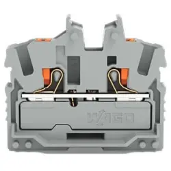 2 wire mini through terminal, spring-clamp connection, 0.25-4.0 mm², 1 pole, 24 A, 8 kV, gray, 2252-301