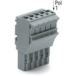 Female connector, 14 pole, pitch 5.2 mm, gray, 2022-114