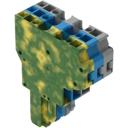 Female connector, 3 pole, pitch 5 mm, straight, gray/blue/green-yellow, 769-123/000-039