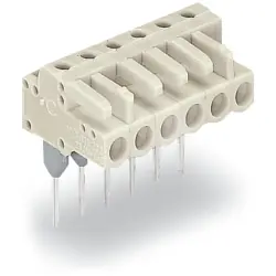 Female connector, 15 pole, pitch 5 mm, angled, light gray, 722-245/005-000