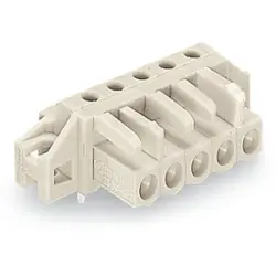 Female connector, 16 pole, pitch 5 mm, angled, light gray, 722-246/031-000
