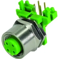 Socket, 4 pole, solder cup, screw locking, angled, 21033814440