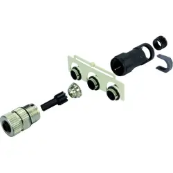 Jack, M12, 5 pole, crimp connection, screw locking, straight, 21038122511