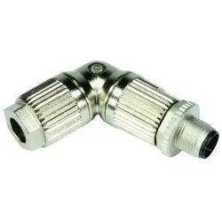 Plug, M12, 5 pole, crimp connection, screw locking, angled, 21038223505