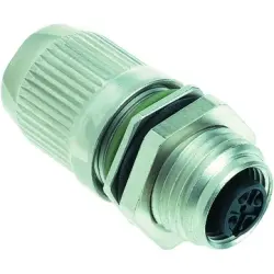 Jack, M12, 5 pole, crimp connection, screw locking, straight, 21038412525