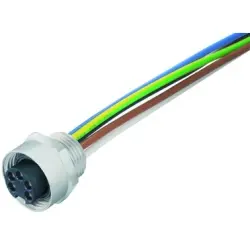 Panel socket, M12, 2 pole, screw locking, straight, 21043162301