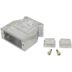 D-Sub connector housing, size: 2 (DA), straight 180°, angled 40°, zinc die casting, silver, 61030010011