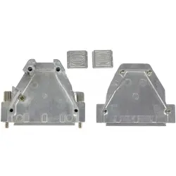 D-Sub connector housing, size: 3 (DB), straight 180°, angled 40°, zinc die casting, silver, 61030010017