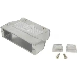 D-Sub connector housing, size: 5 (DD), straight 180°, angled 40°, zinc die casting, silver, 61030010020