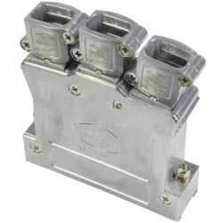 D-Sub connector housing, size: 5 (DD), straight 180°, angled 40°, zinc die casting, silver, 61030010119