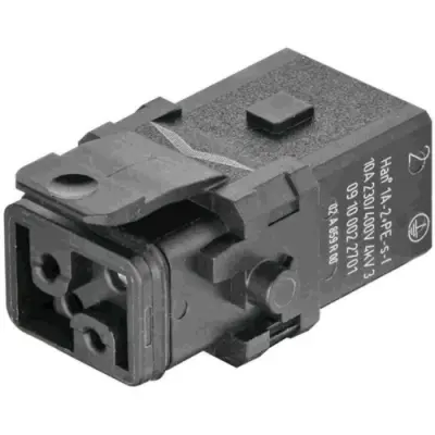 Socket contact insert, 1A, 2 pole, crimp connection, with PE contact, 09100022701 - 1