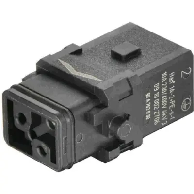 Socket contact insert, 1A, 2 pole, crimp connection, with PE contact, 09100022706 - 1