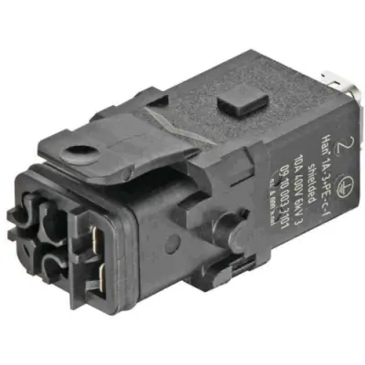 Socket contact insert, 1A, 3 pole, crimp connection, with PE contact, 09100033101 - 1