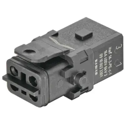 Socket contact insert, 1A, 3 pole, crimp connection, with PE contact, 09100033301 - 1