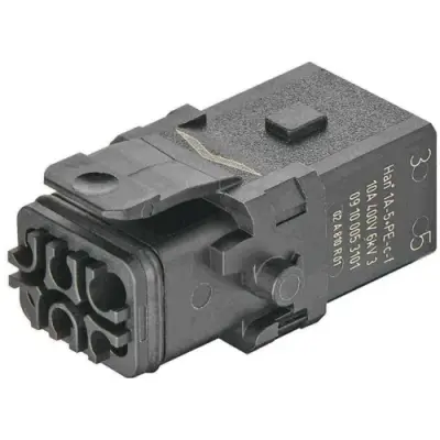 Socket contact insert, 1A, 5 pole, crimp connection, with PE contact, 09100053101 - 1