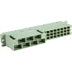 Female connector, type M/H, 24 pole, z-d, pitch 5.08 mm, crimp connection, straight, silver-plated, 09062312881222