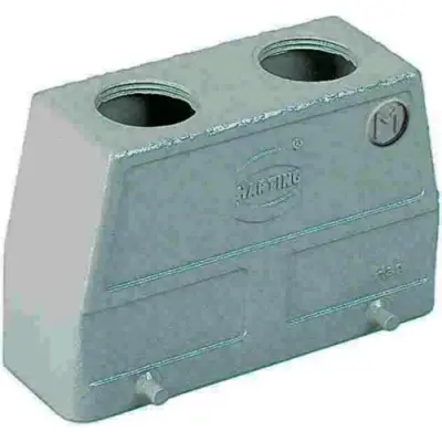 Grommet housing, size 24B, die-cast aluminum, 2 x M32, angled, cross bow locking, IP65/IP66/IP67, 019300240467 - 1