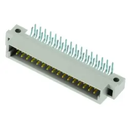 Male connector, type 2B, 32 pole, a-b, pitch 2.54 mm, solder pin, angled, gold-plated, 09221326921222