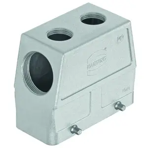 Grommet housing, size 16B, die-cast aluminum, 1 x M32, angled/2 x M20, straight, cross bow locking, IP65/IP66, 19628160529 - 1