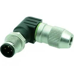 Plug, M12, 4 pole, IDC connection, screw locking, angled, 21011405081