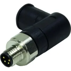 Plug, M8, 3 pole, screw connection, screw locking, angled, 21023593301