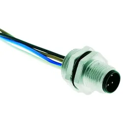 Panel plug, M12, 4 pole, screw locking, straight, 21033111402