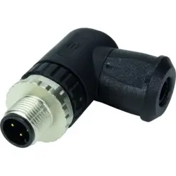 Plug, M12, 5 pole, screw connection, screw locking, angled, 21033193501