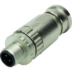 Plug, M12, 4 pole, screw connection, screw locking, straight, 21033291401